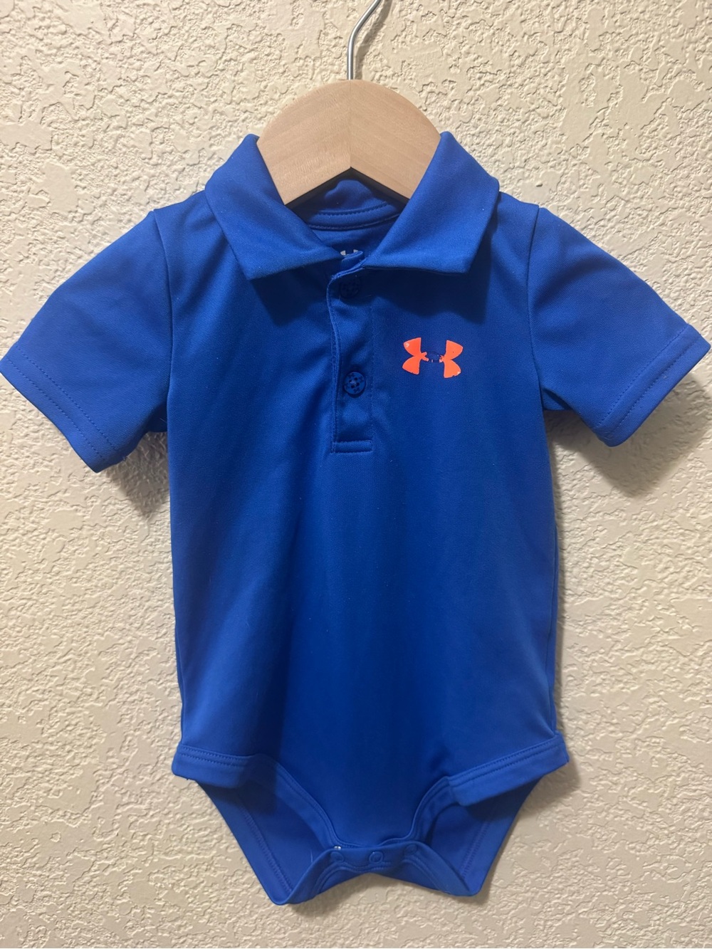Under Armour Royal Blue Polo Bodysuit with Neon Orange Logo